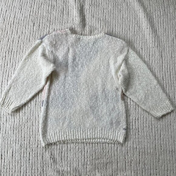 Vintage Floral White and Pastel Sweater - Medium - Picture 4 of 4